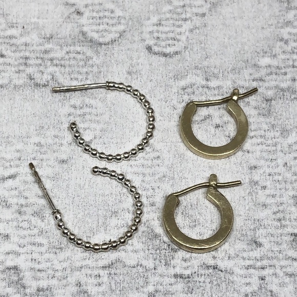 STERLING silver 925 hugie and open hoop errings bundle Kiera and More minimalist - Picture 3 of 7